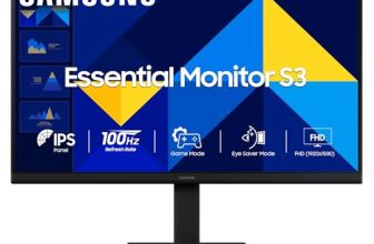 Samsung 22″ (54.6 cm) S3 Flat Monitor|Super Slim Borderless Design|IPS Panel|FHD 1920 x 1080|100 Hz|5 ms|Ports-HDMI,VGA|Game Mode|Eye Saver Mode||Wall Mountable|LS22D300GAWXXL|Black