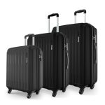 Safari Genius Alley Set of 3 (Cabin + Medium + Large) Trolley Bags, Hard Case Polypropylene, 4 Wheels, 360 Degree Wheeling Luggage, Suitcase for Travel, Black