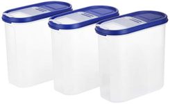 Amazon Brand – Solimo Plastic Storage Container Set with Flip-Top Lid (White, 3 Pieces, 1800ml)