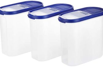 Amazon Brand – Solimo Plastic Storage Container Set with Flip-Top Lid (White, 3 Pieces, 1800ml)
