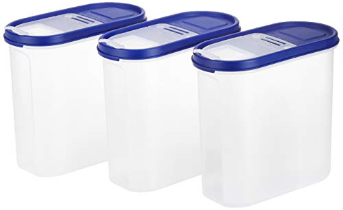 Amazon Brand – Solimo Plastic Storage Container Set with Flip-Top Lid (White, 3 Pieces, 1800ml)