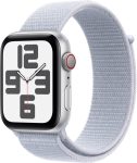 Apple Watch SE GPS + Cellular 44mm Silver Aluminium with Blue Cloud Sport Loop(Blue Cloud Strap, Free Size)