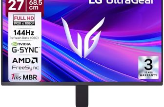 LG 27G411A 68.5 cm(27 Inch) Ultragear FHD(1920 x 1080) IPS Gaming Monitor, 1ms MBR, 144Hz (O/C), HDR10, NVIDIA G-Sync Compatible, AMD FreeSync, HDR10, HDMI, DP, HP Out, Anti-Glare, Slim Stand, Black