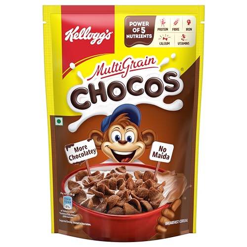 Kellogg’s Multigrain Chocos, 385G | Multigrain Energy, More Chocolatey | No-Maida | Power Of 5 Nutrients Protein, Fibre, Iron, Calcium, Vitamins | Kids Breakfast Cereal