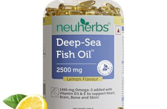 Neuherbs Deep Sea Omega 3 Fish Oil Capsules- 200 Softgels for Men & Women|892 Mg EPA and 594 Mg DHA|Omega-3 Fish oil Triple Strength 2500 Mg Supplement for Muscle,Brain & Joints Support|Lemon Flavour