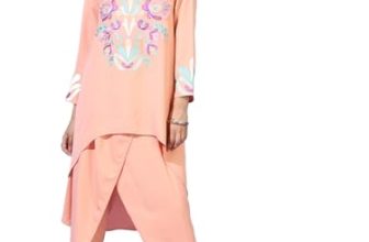 Vishudh Women ROUND NECK ETHNIC SET VNK3007600 Orange L