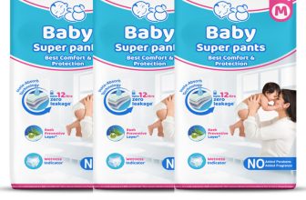 Dabur Baby Super Pants | Diaper Infused with Aloe Vera, Shea Butter & Vitamin E | Insta-Absorb Technology – M(108 Pieces)