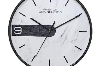 French Connection Luxury Wall Clock with White Luxury Design – Size: 12 Inches – FCWC10-B