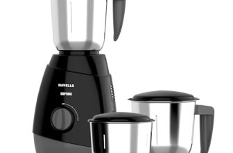 Havells Capture 500W Mixer Grinder 3 Stainless Steel Jars | 21000 RPM High-Speed Motor | Rust-Resistant 304 SS Blades | 1.5L Large Blending Jar | Overheat Protection | 1-Year Warranty (Black)