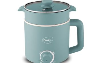 Pigeon By Stovekraft Swift Plus Multi-Cook Kettle 1.5L, With Steamer, Egg Rack – Blue | Double Layered | Food Grade Stainless Steel Inner Wall | Glass Lid | Auto Shut-Off, 600 Watts