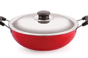 Nirlon Gas Compatible Nonstick Aluminium Deep Fry Kadhai Pan with Steel Lid 24cm – 3 LTR[New_26mm_Classic_DKD(B)]