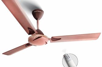 Longway Creta P1 1200 mm/48 inch Remote Controlled 3 Blade Anti-Dust Decorative Star Rated Ceiling Fan (Rusty Brown, Pack of 1)
