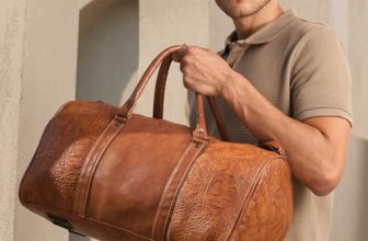 Lifelong Leatherette Stylish & Spacious Weekender Duffle Gym Bag | Stylish Travel Bag for Men & Women | Spacious Overnight Bag with Zip Pocket | Padded Handles | Carry-On Friendly (Tan)