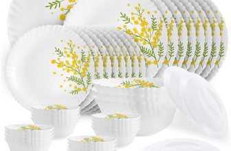 cello Pack of 47 Opalware Dazzle Series Girasol Crockery Set | Dishwasher Safe | Light-Weight Dinner Set(Yellow, Green, Microwave Safe)