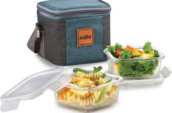 cello Elite Square, Leakproof, Microwave safe (320 ml) 2 Containers Glass Office Lunch Box(640 ml)