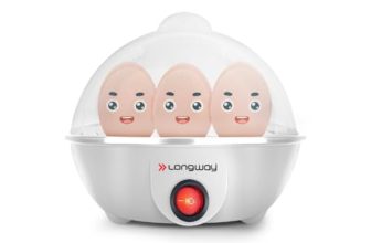 Longway Eggo 350 Watt Egg Boiler/Cooker for Steaming, Cooking & Boiling (White, 7 Eggs)
