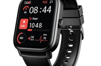 Boat Wave Call 3 Smartwatch 1.83” HD Display with Animated Watch Faces; BT Calling, Functional Crown, Multiple Sports Modes, IP68, HR, SpO2 Monitor, Smart Watches for Men & Women (Bold Black)
