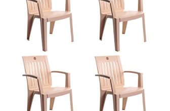 Cello Prominent Set of 4 Chairs (Beige) | Strong and Durable | Easy to Clean | Chair for Living Room, Bed Room, Kitchen, Office Room, Outdoor | 3 Years Warranty