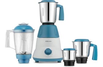 Bajaj Rex Dlx Mixer Grinder 750 Watts Mixie For Kitchen With Nutri-Pro Feature | 4 Stainless Steel Mixer Jars | Multifunctional Blade Dry & Wet Grinding Overload Protector | 1 Yr Warranty 【White/Blue】