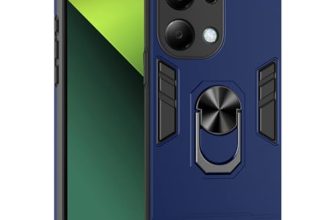 amazon basics Kickstand Mobile Cover (360° Rotating Ring Holder) for Mi Redmi Note 13 Pro 5G (Blue)