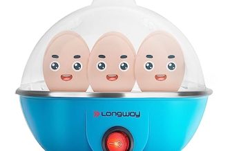 Longway Eggo 350 Watt Egg Boiler/Cooker for Steaming, Cooking & Boiling, 3 Boiling Modes, Boil Upto 1 Years Warranty 7 Eggs (Blue)