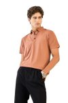 SNITCH Men’s Polo T-Shirt | Solid Pattern & Minimalist Design | 100% Polylycra Fabric, Moisture-Wicking & Wrinkle-Resistant, Casual Wear | Terracotta