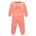LuvLap Baby Girls Full Sleeve Sweatshirt & Pyjama Set Pack Of 1, Cotton Rich Fleece, Sweet Peach, M (3 to 6 Months)