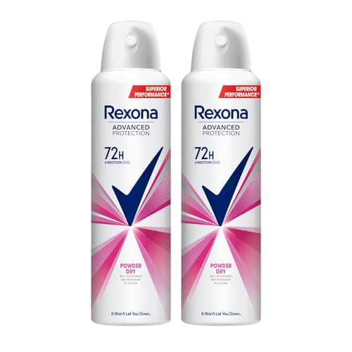 Rexona Advanced Protection Powder Dry | 0% Alcohol | 72H +MotionSense | For Women | 200 ML (Pack of 2)