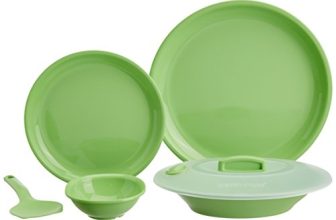 Signoraware Plastic Round Dinner Set (Parrot Green) – 23 Pieces