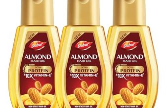 Dabur Almond Hair Oil – 870ml (290ml x 3) | Provides Damage Protection | Non Sticky Formula | For Soft & Shiny Hair | With Almonds, Keratin Protein, Soya Protein & 10X Vitamin E