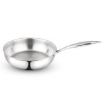 Borosil Cookfresh 1.3L Tri-ply Stainless Steel Frypan with Handle | Gas, Induction Compatible | SS304 Food Grade Steel 20cm Frying Pan | Even Heat Distribution | Dishawasher Safe | 5 Year Warranty