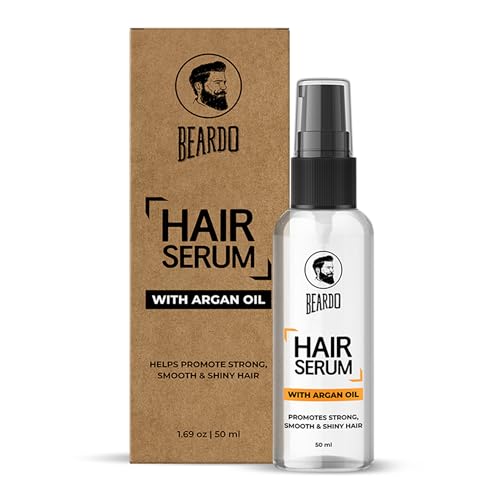 Beardo Hair Serum 50ml for Instant Shine & Anti-frizz with Argan Oil, Made for Men’s Hair, Super Light-weight | Provides shine, smoothness and damage protection | Frizz-Free Hair Serum for Men