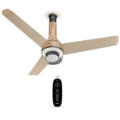 Havells 1200mm Crista Underlight BLDC Ceiling Fan | Remote Controlled, Smart Fan, IoT Enabled, Alexa & Google Home Compatible | 5 Star Rated, Upto 60% Energy Saving, 2 Year Warranty | (Champagne Cola)