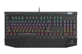 Vertux Gaming Keyboard, Ergonomic USB Wired Mechanical Keyboard with Integrated Wrist Rest, Black Switches, RGB Backlit, 104 Anti-Ghosting Keys and 8 Multimedia Keys for PS5/PS4, Xbox One/X, Tungsten