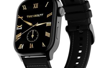 Fire-Boltt Rise Force Smart Watch 1.85” Display, Nylon–Fluoroelastomer Hybrid Strap, Rotating Crown, Bluetooth Calling, Dual Button Control, Metal Body Smartwatch for Men and Women Midnight Black