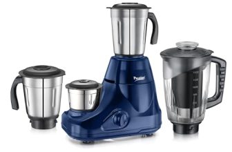 Prestige Astra Neo 750 Watt Mixer Grinder with 4 Jars (3 Stainless Steel + 1 Juicer) | Space-Saving Stacking Design | Super Efficient SS Blades | Blue |2Y Warranty | ISI Certified