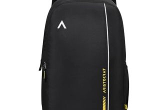 Aristocrat Nova 15L Laptop Backpack for Men & Women with Bottle Pocket | Padded Shoulder Straps, Multi Compartments | Travel & College Bag | Dark Black