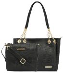 Bagsymalone Unisex Tote Bag -Set of 2 | Handcrafted Side Tote Bag and Handbag for Office and College (Croco Black)