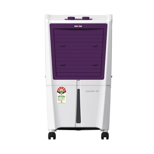 Kenstar CYCLONE HC 40L Personal Air Cooler|Honeycomb Pad|High Speed Fan|45 Ft Powerful Air Throw|Inverter Compatible|1-Yr Product Warranty+5-Yr Warranty on Pump&Motor|5-Star BEE Rating|White & Purple
