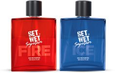 SET WET Fire & Ice Perfume for Men, Woody & Citrusy Long Lasting Perfume, Pack of 2 Eau de Parfum  –  200 ml(For Men)