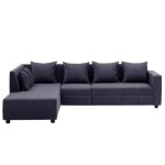 Wakefit Sofa Set | 1 Year Warranty |3 Seater Sofa for Living Room, Wooden Sofa Set, 3 Seater + Left Aligned – Skiver(JIO : Purple Grey)