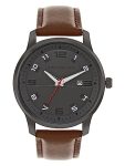 French Connection Avenir Gun Round Analog Watch with Brown Strap for Men – FCN00046G