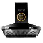 INALSA Pyramid Shape Wall Mount Kitchen Chimney 60 cm|1100 m³/hr Powerful Suction|58 dB Low Noise|Filterless Chimney|Push Button Control|Black Powder Coated Finish|5 Years Motor Warranty|Ekon 60BKFL