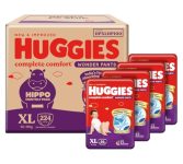 Huggies Complete Comfort Wonder Pants | Pant Style Baby Diapers Extra Large Size, 224 Count | India’s Fastest Absorbing diaper, Clinically Proven to Prevent Diaper Rash | Ideal for 12 to 17 Kgs (56 count, Pack of 4)