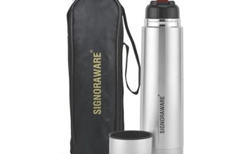 SignoraWare Bullet Stainless Steel Vaccum Insulated ISI Certified Cola Bottle with Protective Cover | Airtight & Leakproof | Hot & Cold for Hours | Durable Flask for Outdoor Use (750ml | Steel)