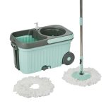 Presto! Elite Spin Mop with Bigger Wheels and Auto- Fold Handle, Green, 2 Refills, Plastic Bucket