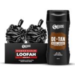 Beardo DeTan Body Wash & Power Scrub Loofah | Deep Cleansing, Tan Removal & Exfoliating Body Wash for Men | Perfect for Oily & Acne-Prone Skin | Ultimate Grooming Kit for Men- Set of 2