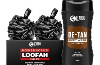 Beardo DeTan Body Wash & Power Scrub Loofah | Deep Cleansing, Tan Removal & Exfoliating Body Wash for Men | Perfect for Oily & Acne-Prone Skin | Ultimate Grooming Kit for Men- Set of 2