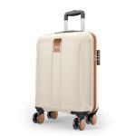 Safari Thorium Royale 8 Wheels 55cm Cabin Trolley Bag Hard Case Carry-on Polycarbonate Luggage, TSA Lock, Wet Pouch Organized Interior, Suitcase for Travel, Trolley Bags for Travel, Vanilla Tan