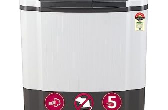 LG 7 Kg 5 Star Wind Jet Dry Semi-Automatic Top Loading Washing Machine (P7020NGAZ, Dark Gray, Rat Away Feature)